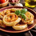 Ρολά σφολιάτας με ζαμπόν και γραβιέρα